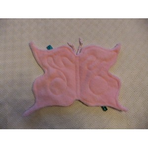 Doudou plat papillon rose