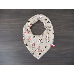 Bavoir bandana chiens/beige